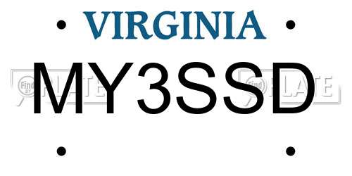 MY3SSD Virginia License Plate