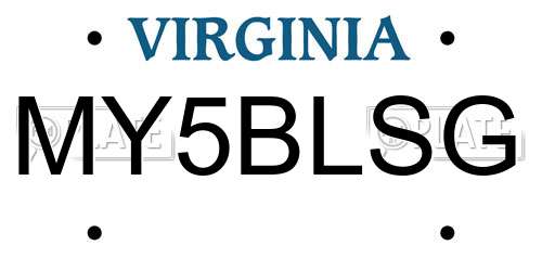 MY5BLSG Virginia License Plate