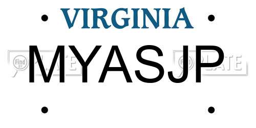 MYASJP Virginia License Plate