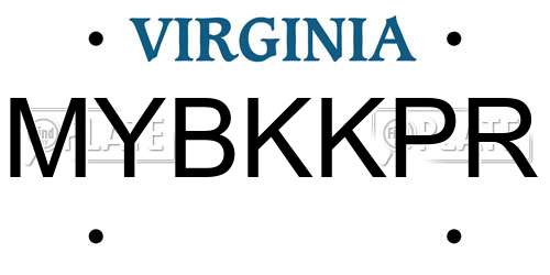MYBKKPR Virginia License Plate