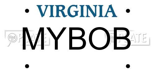 MYBOB Virginia License Plate