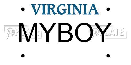 MYBOY Virginia License Plate