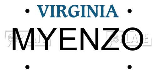 MYENZO Virginia License Plate