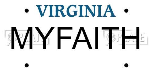 MYFAITH Virginia License Plate