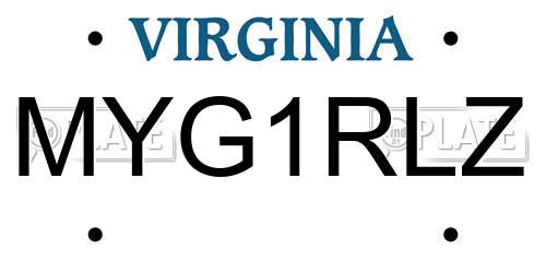 MYG1RLZ Virginia License Plate