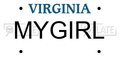 MYGIRL Virginia License Plate