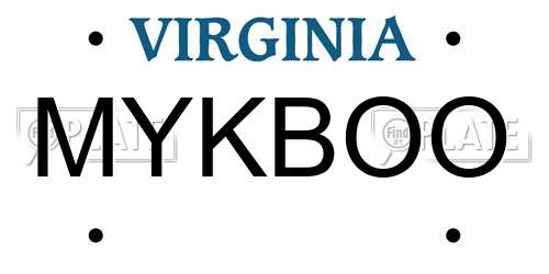 MYKBOO Virginia License Plate