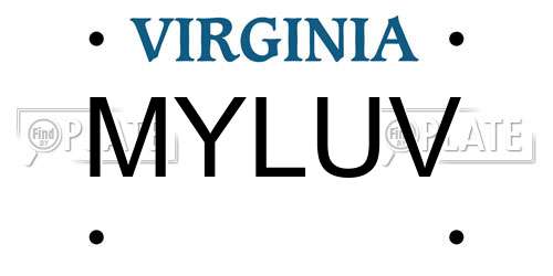 MYLUV Virginia License Plate