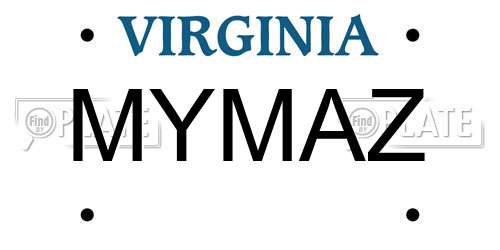 MYMAZ Virginia License Plate