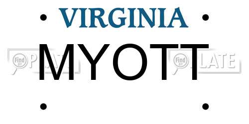 MYOTT Virginia License Plate