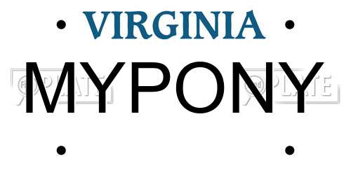 MYPONY Virginia License Plate