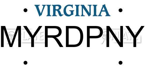 MYRDPNY Virginia License Plate