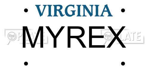 MYREX Virginia License Plate
