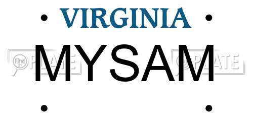 MYSAM Virginia License Plate