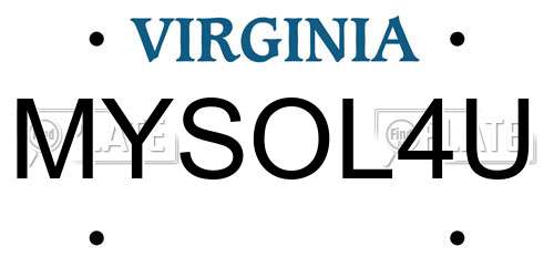 MYSOL4U Virginia License Plate