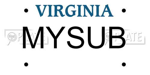 MYSUB Virginia License Plate