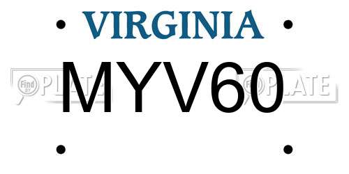 MYV60 Virginia License Plate