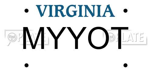 MYYOT Virginia License Plate