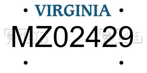 MZ02429 Virginia License Plate