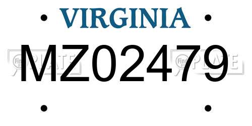 MZ02479 Virginia License Plate