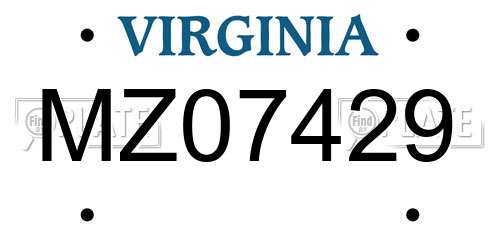 MZ07429 Virginia License Plate