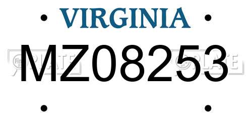 MZ08253 Virginia License Plate