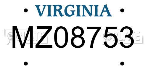 MZ08753 Virginia License Plate