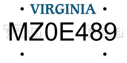 MZ0E489 Virginia License Plate