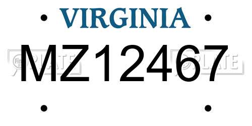 MZ12467 Virginia License Plate