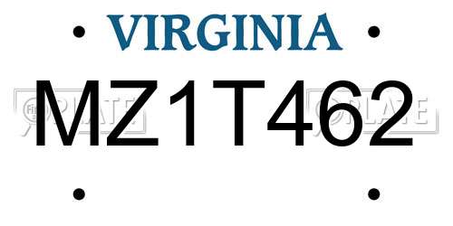 MZ1T462 Virginia License Plate