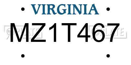MZ1T467 Virginia License Plate