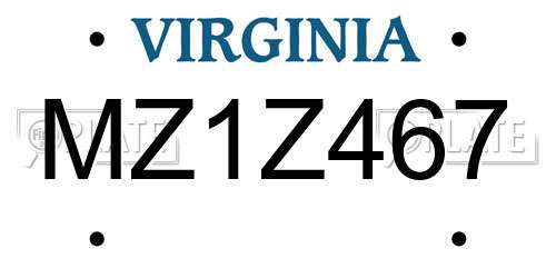 MZ1Z467 Virginia License Plate