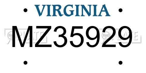 MZ35929 Virginia License Plate