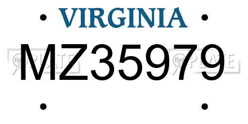 MZ35979 Virginia License Plate
