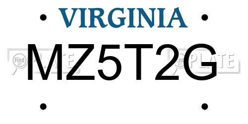 MZ5T2G Virginia License Plate