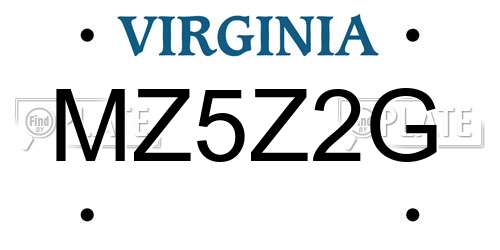 MZ5Z2G Virginia License Plate