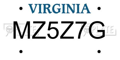 MZ5Z7G Virginia License Plate