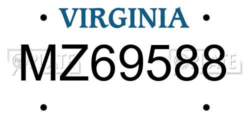 MZ69588 Virginia License Plate