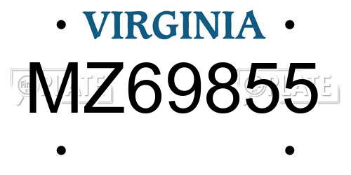 MZ69855 Virginia License Plate