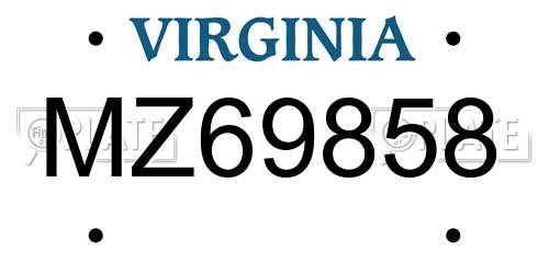 MZ69858 Virginia License Plate