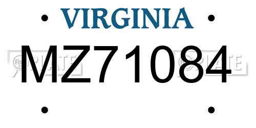 MZ71084 Virginia License Plate