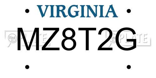 MZ8T2G Virginia License Plate