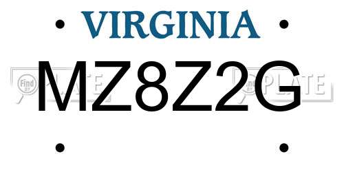 MZ8Z2G Virginia License Plate
