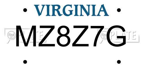 MZ8Z7G Virginia License Plate