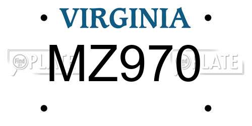 MZ970 Virginia License Plate