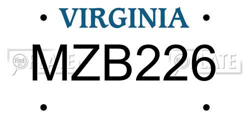 MZB226 Virginia License Plate