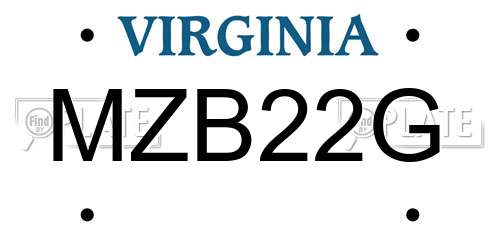 MZB22G Virginia License Plate