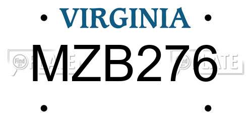 MZB276 Virginia License Plate
