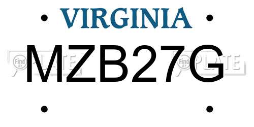 MZB27G Virginia License Plate