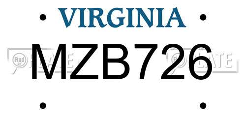 MZB726 Virginia License Plate
